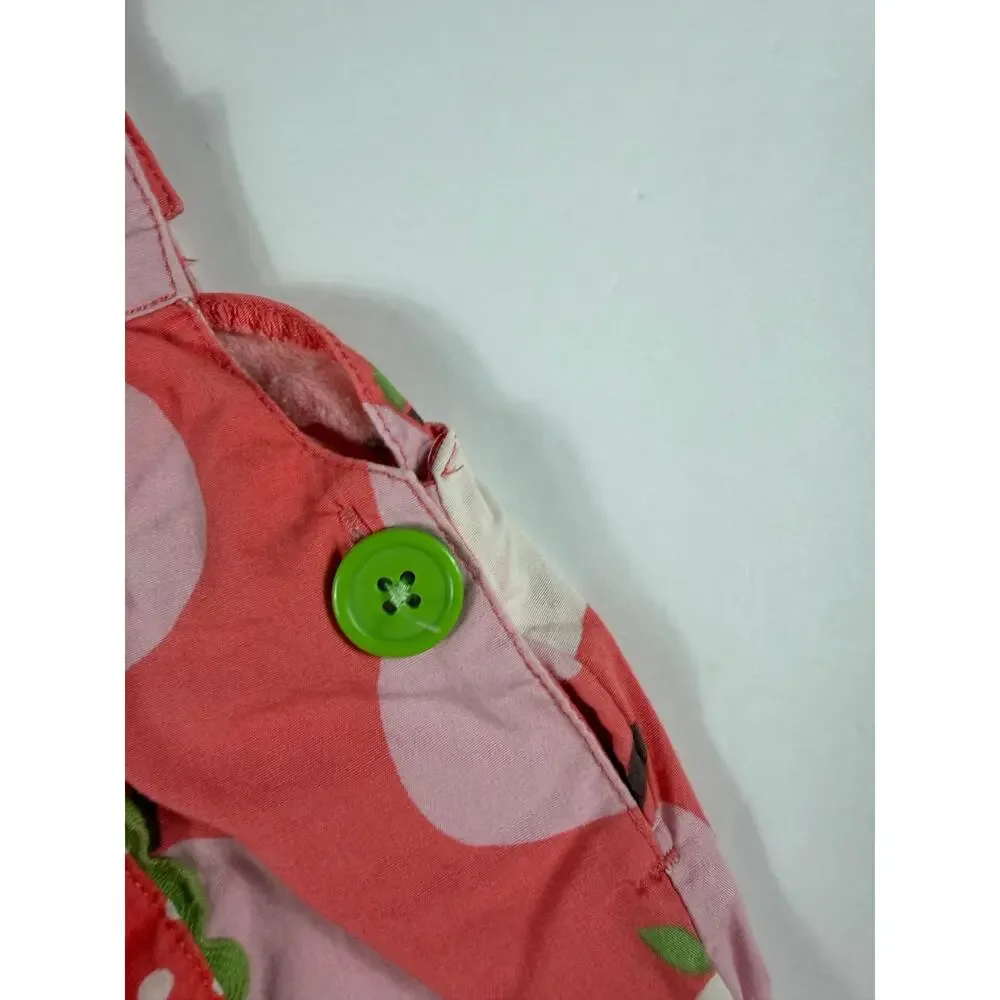 Mini Baby Boden Pear Print Shortalls Romper Size 6-12 Months